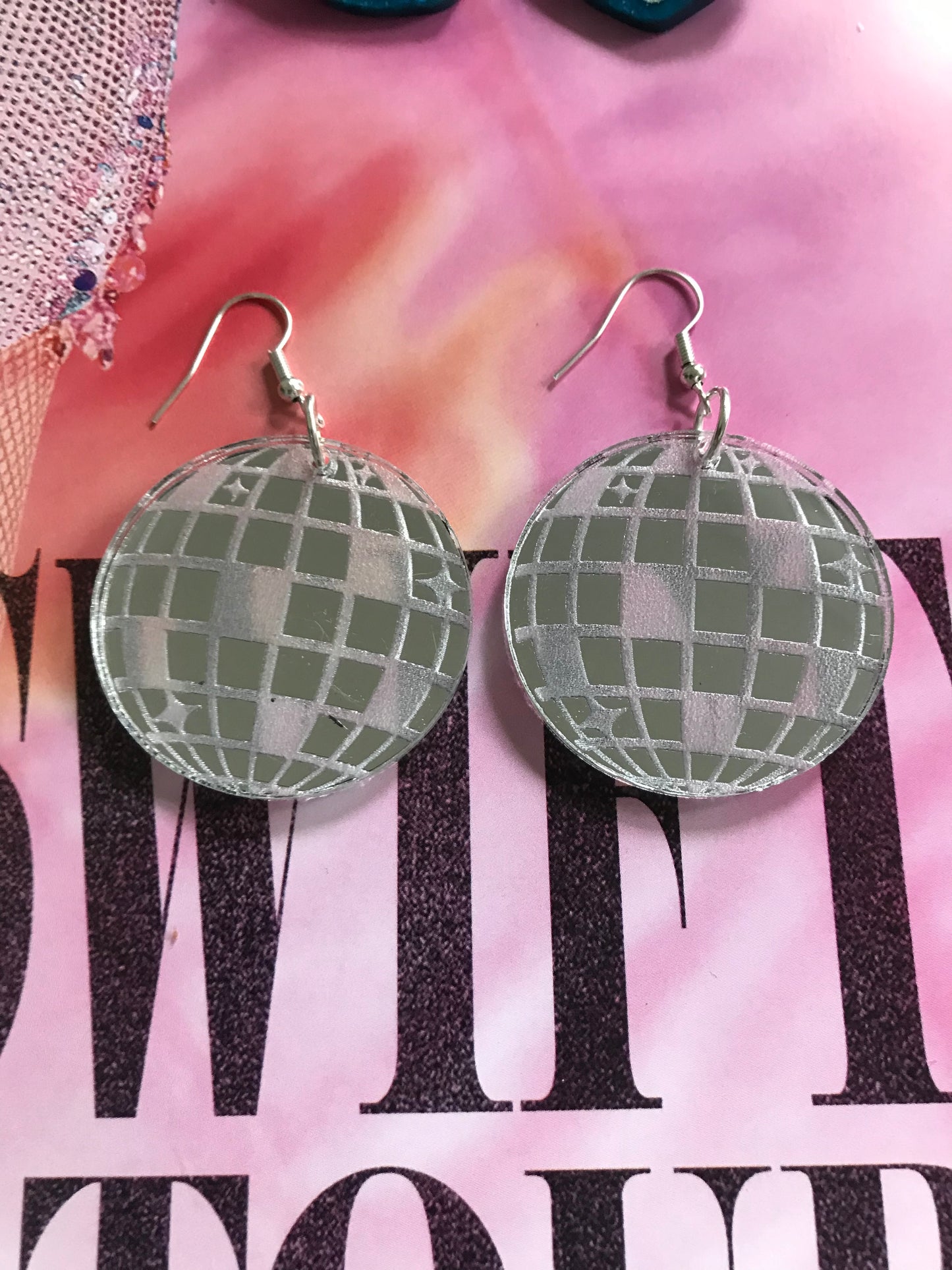Load image into Gallery viewer, Mirrorball Dangle Earrings
