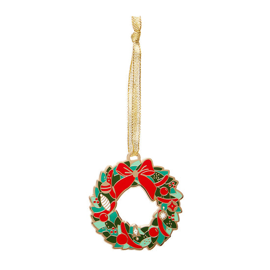 Evergreen Wreath Enamel Tree Ornament