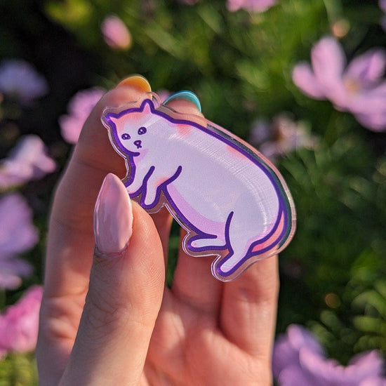 He's Not Fat, Just Big Boned | Funny Cat Meme Acrylic Pin