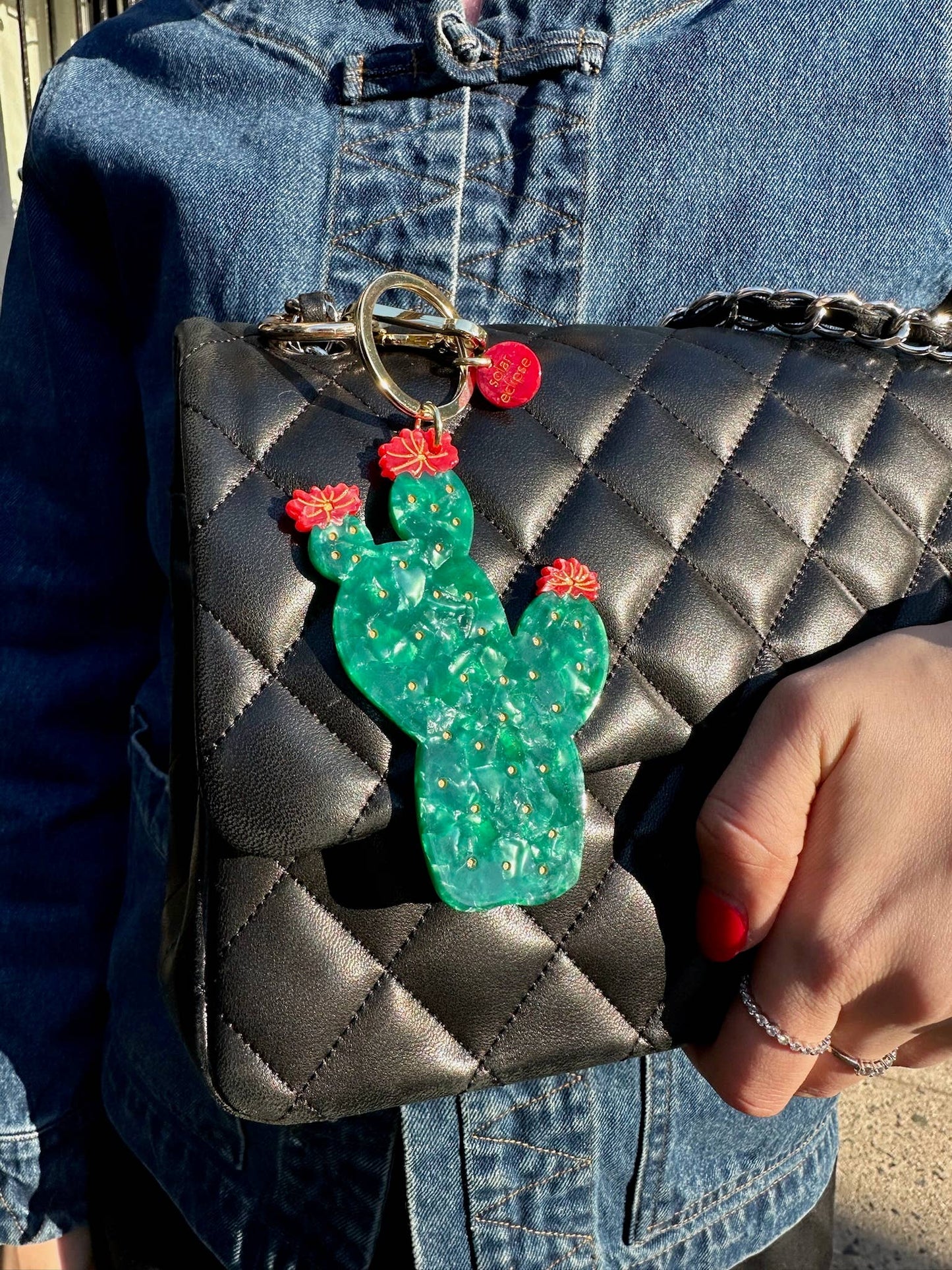 Hand-painted Cactus Bag Charm + Keychain | Eco-Friendly