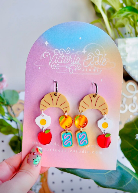 Balanced Breakfast: Croissant Egg Poptart Apple Earrings