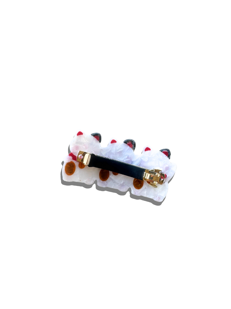 Hand-Painted Extra Lucky Cats French Barrette Hair Clip