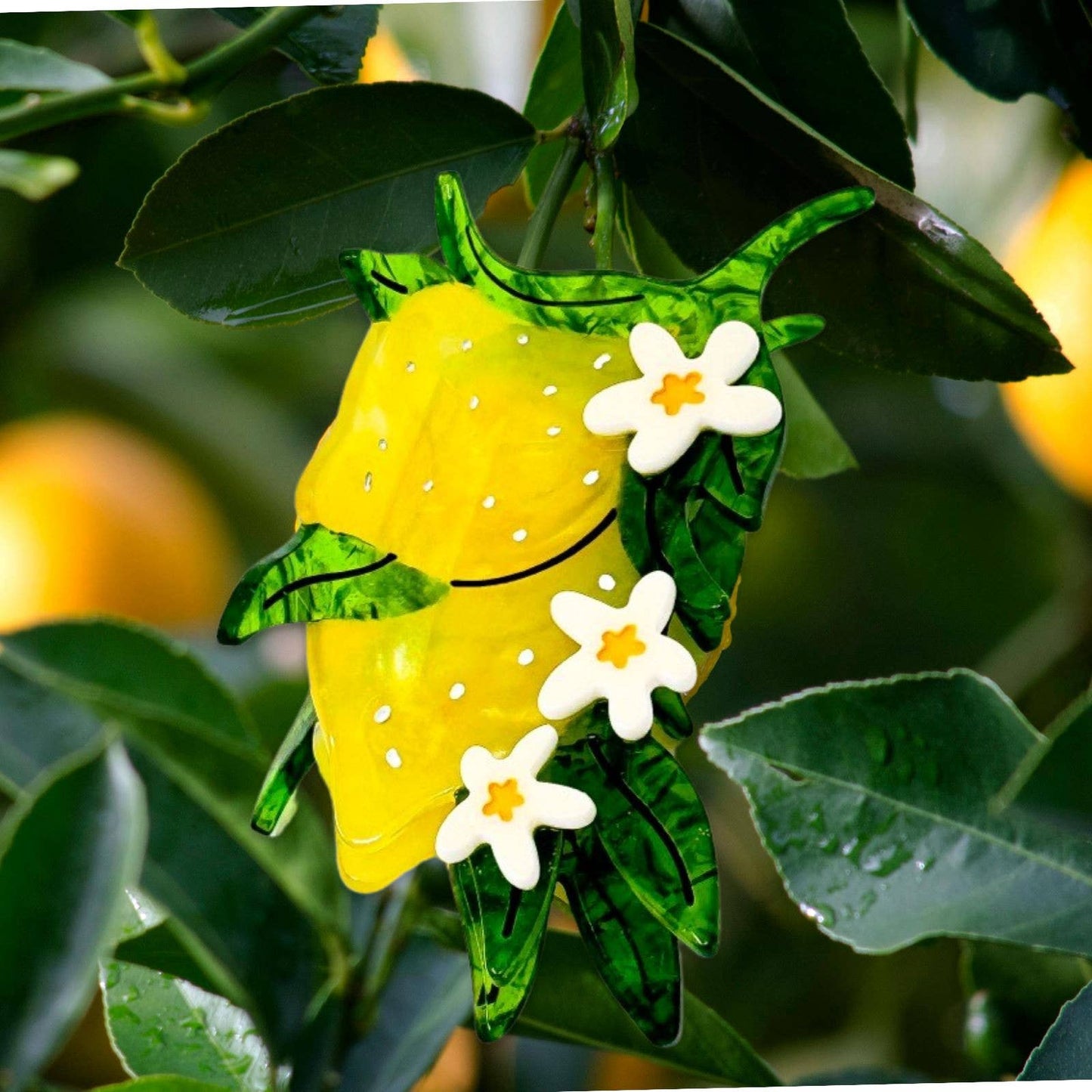 Lemon and Flowers Hair Claw