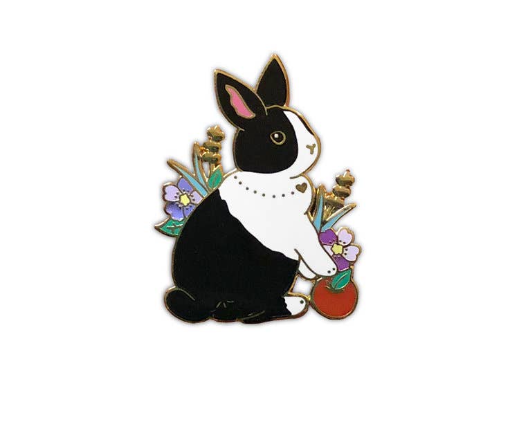 Black Dutch Rabbit Enamel Pin - expected mid August - reserve now!