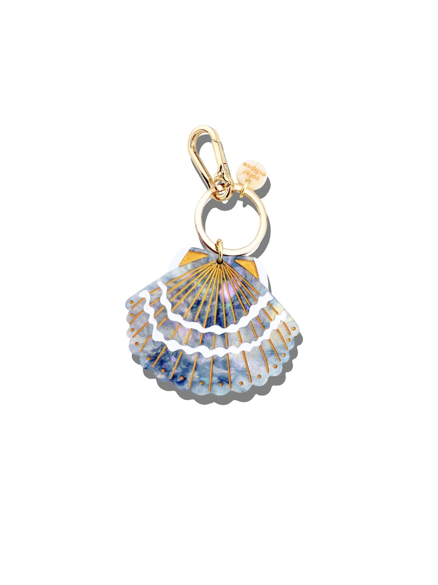 Hand-painted Seashell Bag Charm + Keychain  - sand or blue