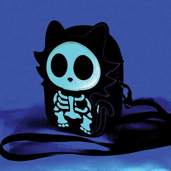 Glow in the Dark Sugar Skull Cat Crossbody Bag