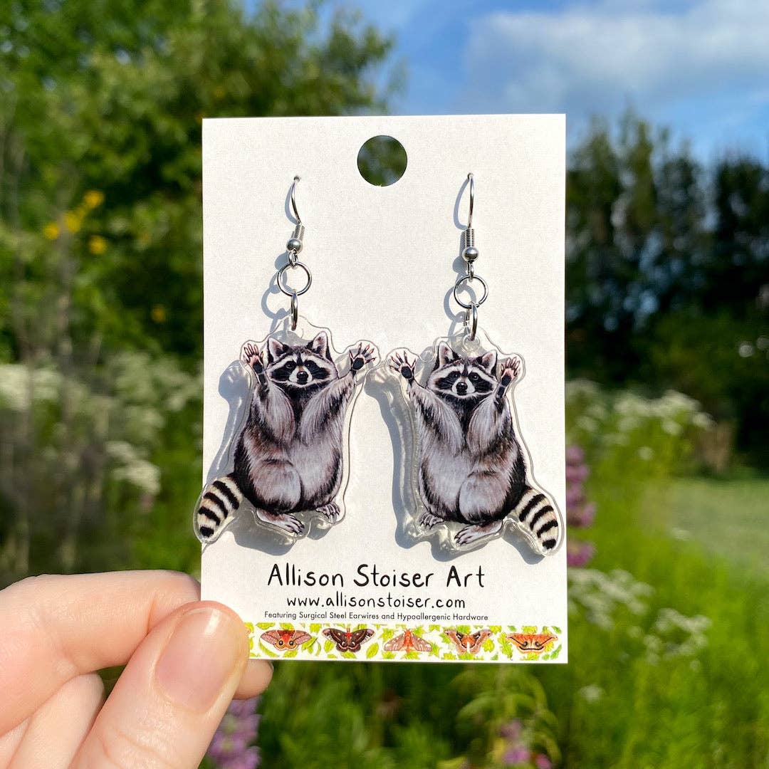 Acrylic Raccoon Earrings