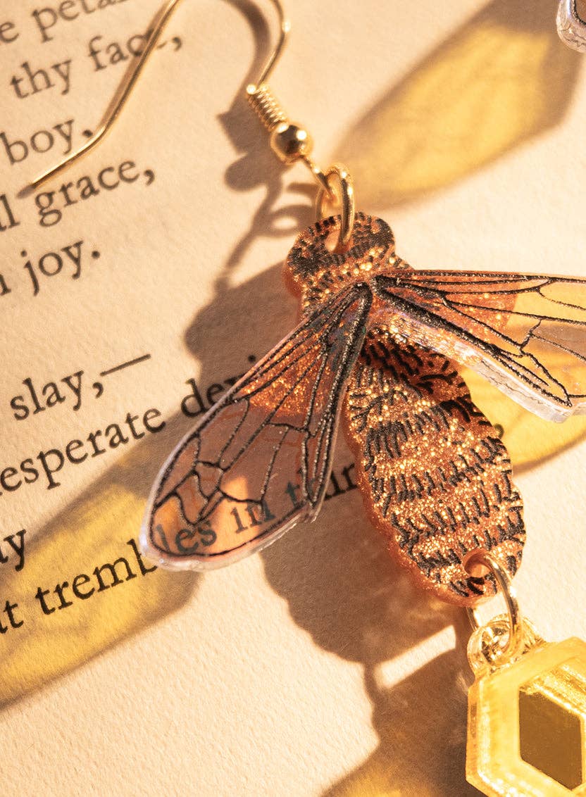Glistening Bee Earrings - - stock expected by mid September - reserve now