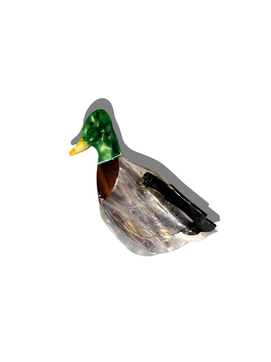 Hand-painted Mallard Duck Bird Claw Hair Clip | Eco-Friendly