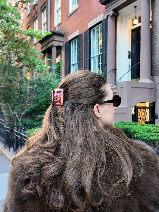 Hand-painted Mini Pride & Prejudice Book Claw Hair Clip