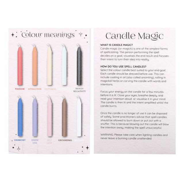 Pack of 12 Mixed Colour Magic Spell Candles