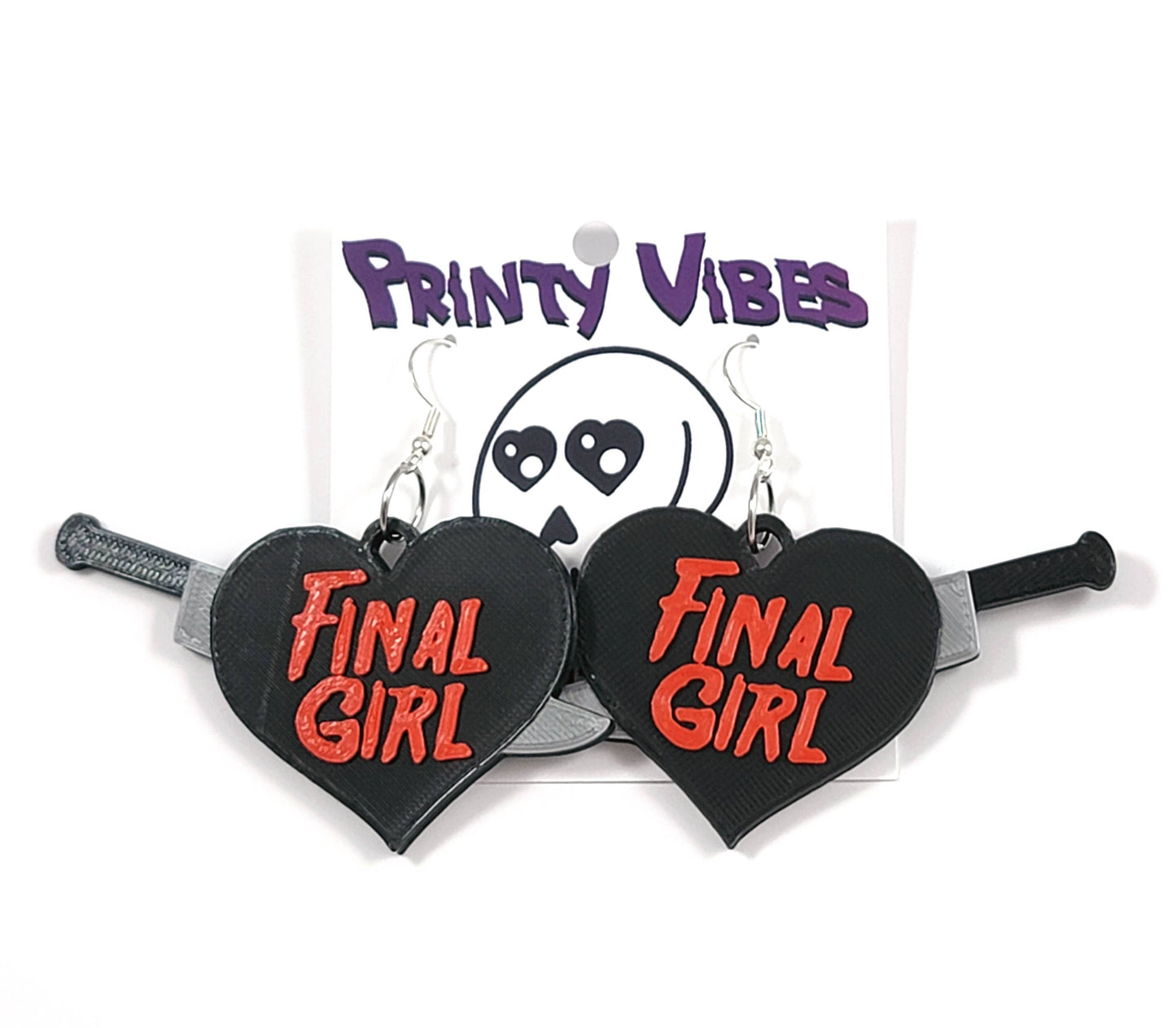 Final Girl Horror Movie Statement Earrings 3D Printed