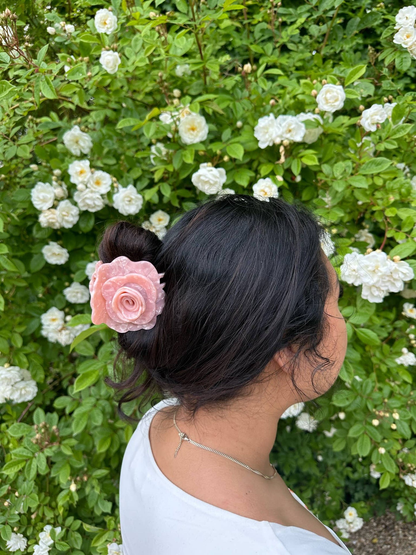 Handmade Origami Rose Flower Claw Hair Clip