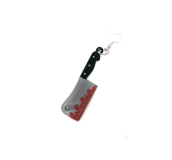 Bloody Cleaver Horror Earrings 3D Printed