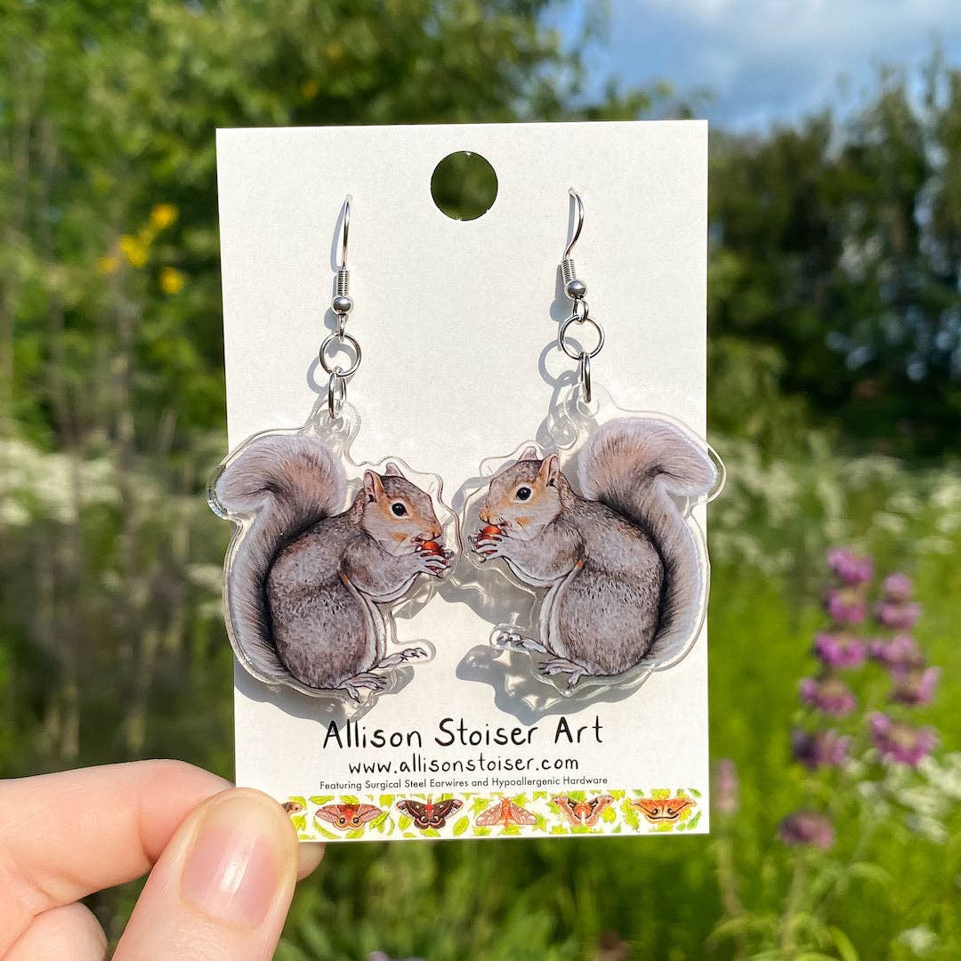 Acrylic Eastern Gray Squirrel Earrings