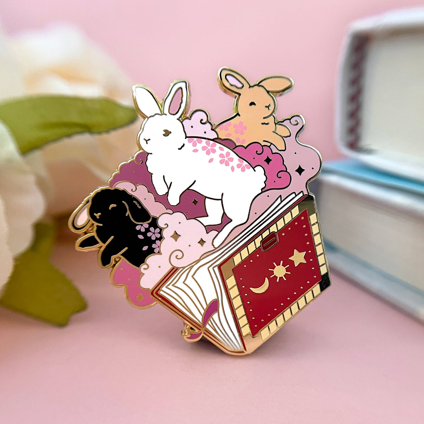 Magical Spell Book Rabbit Enamel Pin