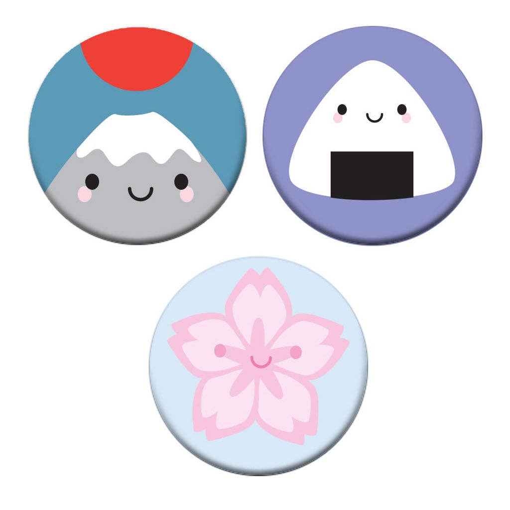 Kawaii Japan Fuji, Onigiri & Sakura Badges