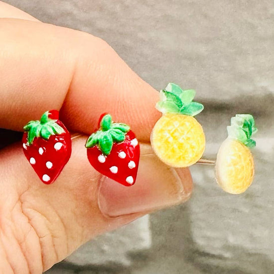 Strawberry or Pineapple resin stud earrings