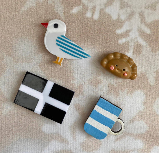 Set of 4 Cornish Cornwall Fridge Magnets - seagull flag