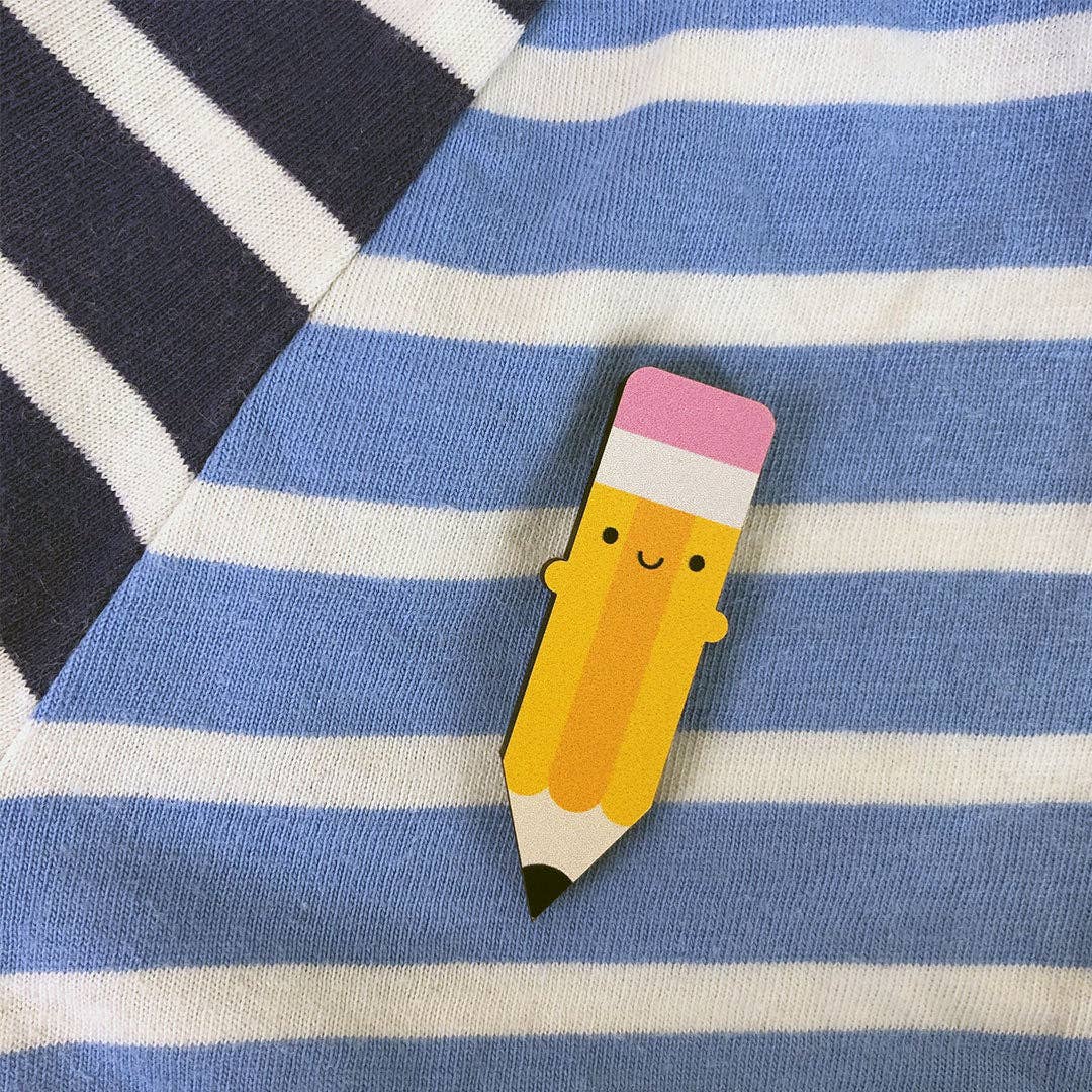 Happy Pencil Kawaii Wooden Pin